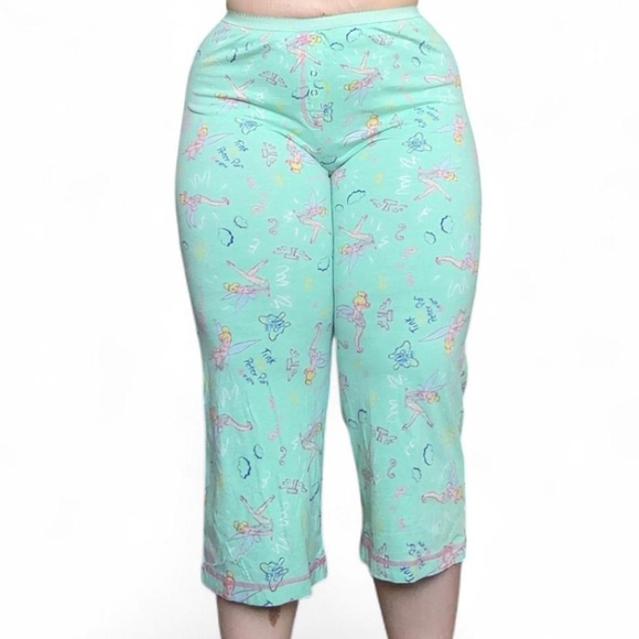 Disney Tinker bell Green Y2K cropped capri stretchy pajama pants - Picture 3 of 8